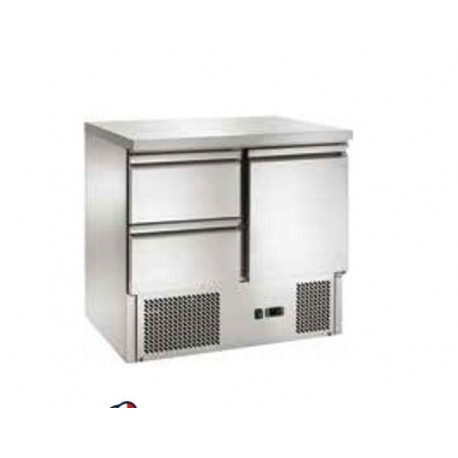 Saladette refrigerata statica 1 sportello + 2 cassetti Temperatura +2/+8°C