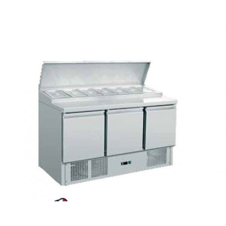 Saladette refrigerata statica 3 sportelli 8xGN1/6 Temperatura +2/+8°C