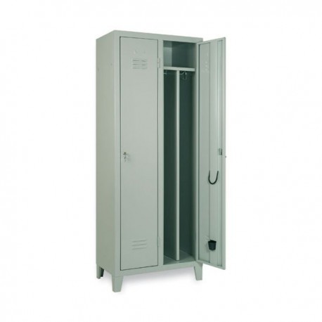 Armadietto spogliatoio in metallo 2 posti con divisorio asportabile cm. 70x50x180H.