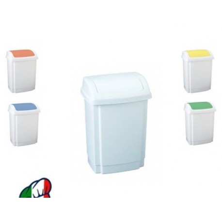 PATTUMIERA IN PLASTICA CON COPERCHIO BASCULANTE COLORATO DA 10 A 50 LT