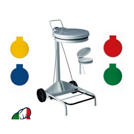 PATTUMIERA PORTASACCO MOBILE CON COPERCHIO E PEDALE
