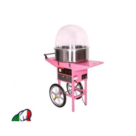MACCHINA PER ZUCCHERO FILATO CON CARRELLO Vasca in acciaio inox - Produzione 1 ogni 30 secondi - Potenza kW 1,03