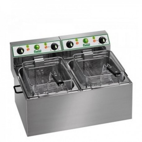 Friggitrice elettrica doppia vasca 8 + 8 Lt - 3 + 3 Kw.