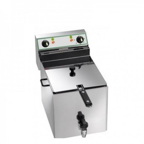 Friggitrice elettrica vasca singola 10 Lt con rubinetto di scarico - 6 Kw.