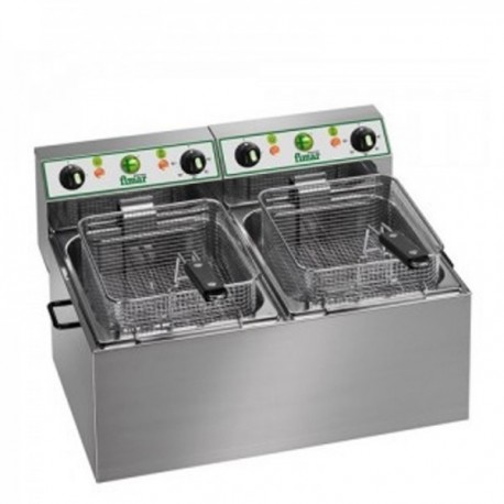Friggitrice elettrica doppia vasca 4+4 Lt - 2.5 + 2.5 Kw.
