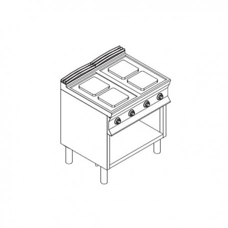 Cucina ELETTRICA 4 piastre su vano a giorno. 80x90x85H - 10.4 Kw