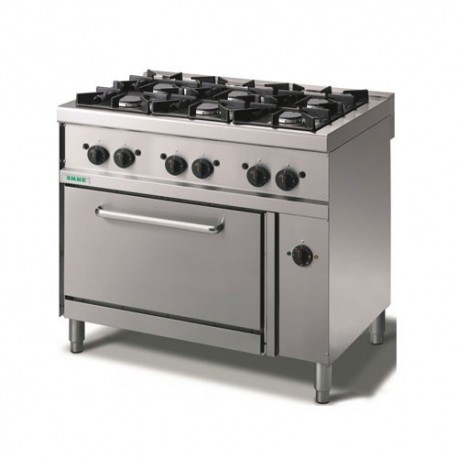 Cucina a gas 6 fuochi su forno elettrico a convezione. 100x70x90H.