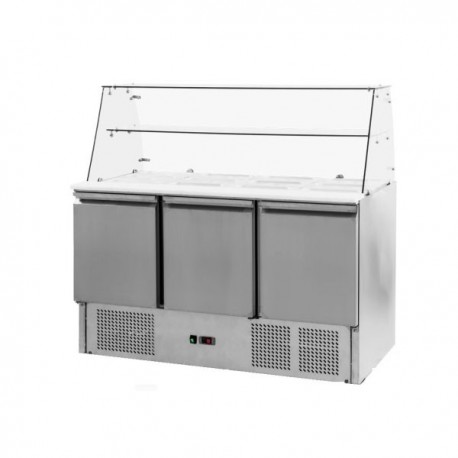 Saladette Refr. Statica 3 porte + castello vertri - cm. 136,5x70x130h.