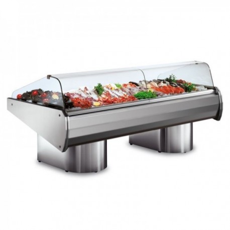 Banco refrigerato per pesce con vetri curvi - Lunghezza cm. 106