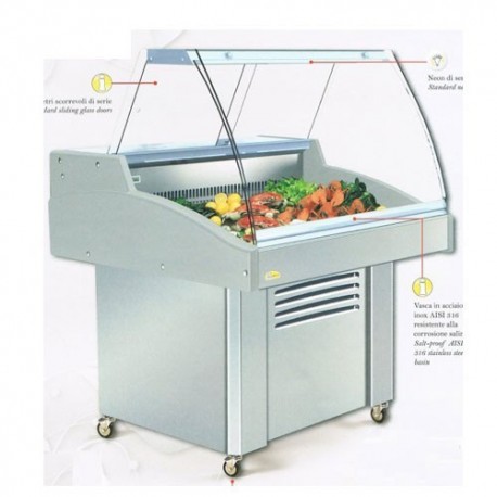 Banco refrigerato per esposizione pesce - Lunghezza cm. 96