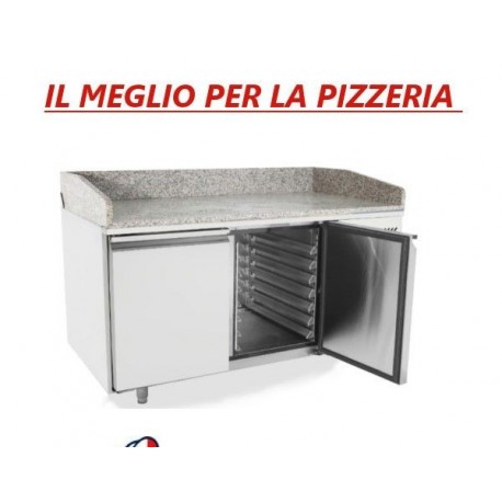Banco pizza 2 porte acciaio inox con piano in granito