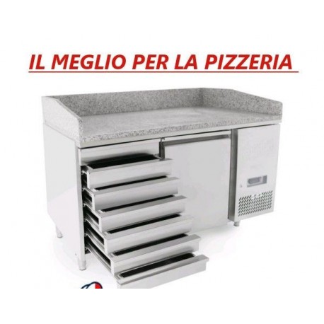 Banco pizza 1 porta acciaio inox + cassettiera con piano in granito