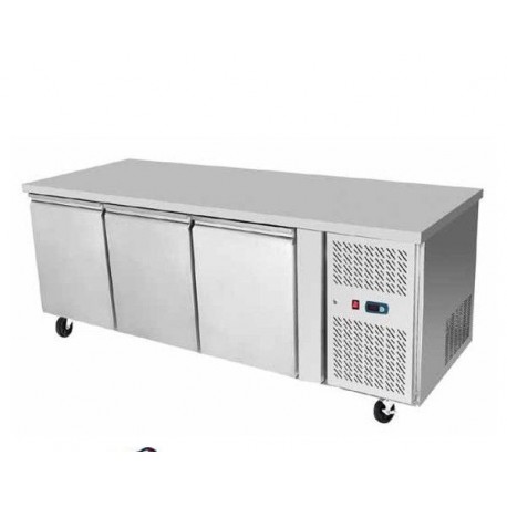 Tavolo frigo congelatore 3 sportelli acciaio inox + motore. Temp. -18°/-22°C per gastronomia