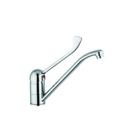 Miscelatore lavello Professionale canna lunga e leva acciaio inox cm. 20 per lavatoio