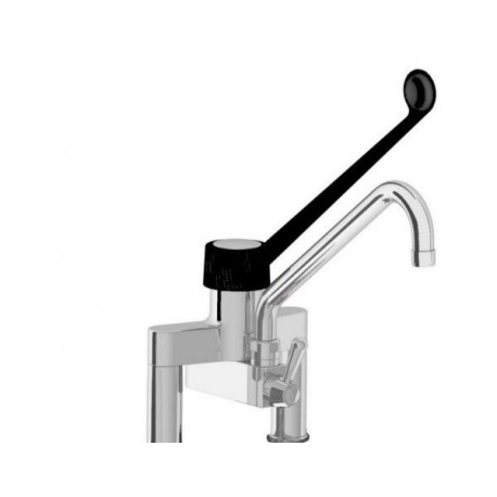 Miscelatore lavello Professionale Biforo leva clinica senza dev.con canna a tubo cm. 30 leva nera 30, attacco da 1/2 o 3/4 per l
