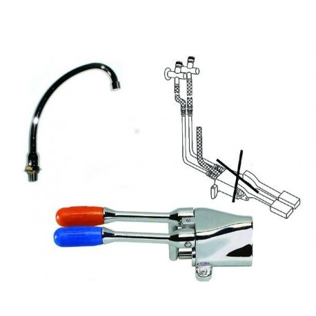 Kit rubinetto girevole + kit di montaggio + pedale acqua calda fredda per lavatoio lavello