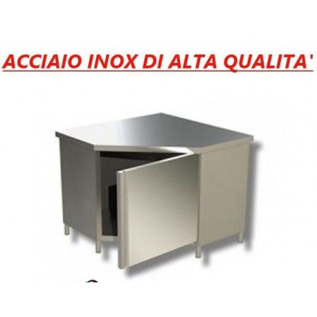 Tavolo armadiato in acciaio inox ad ANGOLO - Prof. 70 • linea ECO