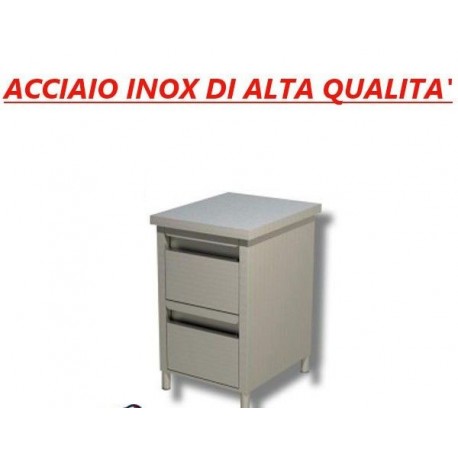Cassettiera in acciaio inox 2 cassetti Prof. 70 • LINEA ECO