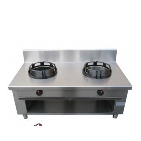 Cucina Wok etnica cinese giapponese a gas - 2 fuochi su vano aperto