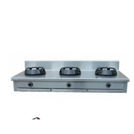 Cucina Wok etnica cinese giapponese a gas - 3 fuochi da banco 1500x500x275h mm
