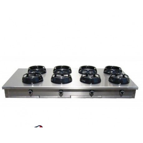 Cucina Wok etnica cinese giapponese a gas - a 8 fuochi da banco 2000X1000X275h mm