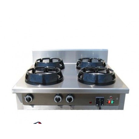 Cucina Wok etnica cinese giapponese a gas - a 4 fuochi da banco 1000x1000x850h mm