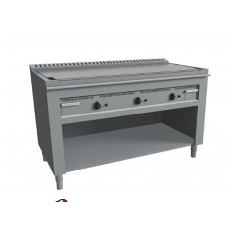 Teppanyaki cucina piastra a gas per cottura giapponese su vano a giorno - 3 zone cottura 1200-1300-1400-1600x720x850h