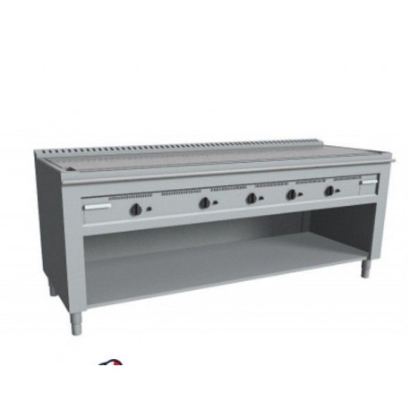 Teppanyaki cucina piastra a gas per cottura giapponese su vano a giorno - 5 zone cottura 2000-2100-2200x720x850h