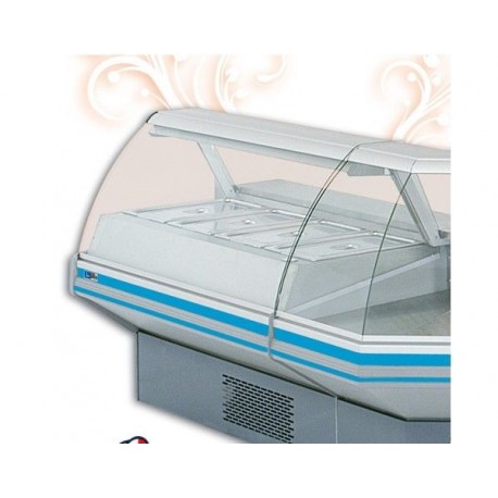 Banco con vasca portabacinelle Dim. cm 130x106x127.7h Temp. +10/+80°C