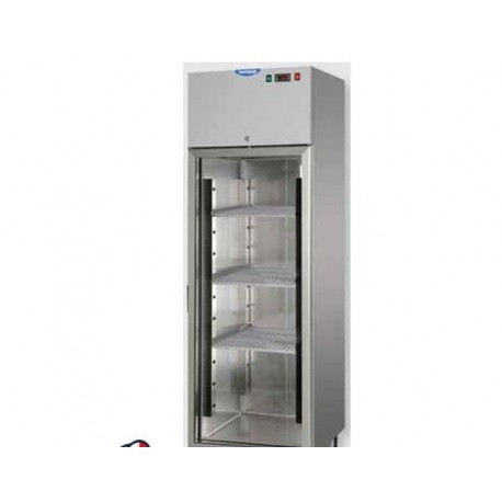 Armadio congelatore monoblocco in Acciaio Inox a bassa temperatura -18/-22°C 400 litri con porta in vetro e luce neon interna