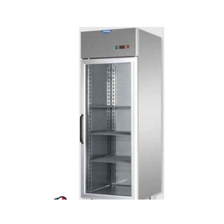 Armadio refrigerato 600 litri monoblocco in Acciaio Inox temperatura 0/+10°C con porta in vetro e luce neon interna