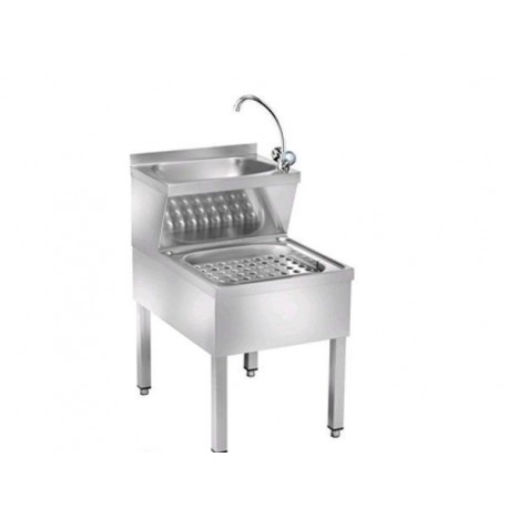Lavamani in acciaio inox più lava stracci con rubinetto acqua calda/fredda