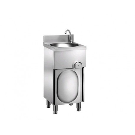 LAVAMANI SU MOBILE - STRUTTURA IN INOX - PORTA A BATTENTE - COMANDO A GINOCCHIO - DIMENSIONI cm 40 x 40