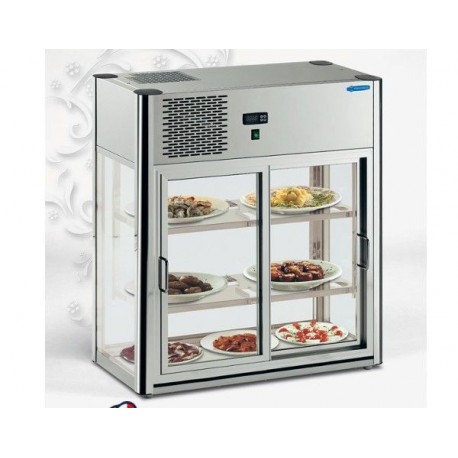 Piccolo espositore vetrina orizzontale Linus struttura inox e alluminio lucidoTemp. -18 °C