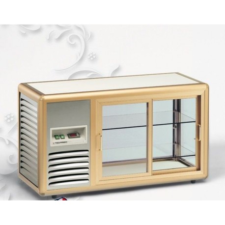 Piccolo espositore vetrina positiva orizzontale TECFRIGO Orizont colore di serie Bronzo Temp. +4/+10 °C