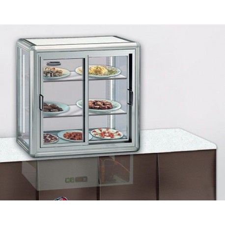 Piccolo espositore vetrina positiva orizzontale TECFRIGO Snoopino porte scorrevoli Temp. +4/+10 °C