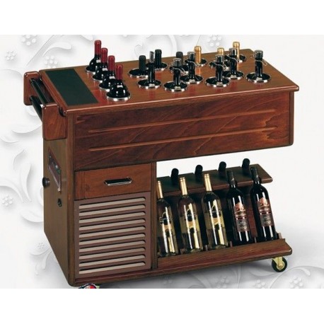 Carrello Buffet Catering Gastronomia e ristorante Vinetrolley 1TV 2TV Tecfrigo vino Temp. +5/+18 e +8/+16°C Dimensioni 1042x500x