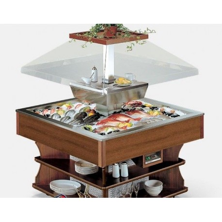 Isola carrello Buffet Catering Gastronomia e ristorante Oasi 4M fish pesce Tecfrigo Temp -1/0 °C Dimensioni 1075x1075x1710 mm