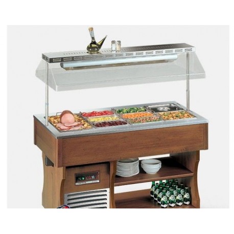 Carrello Buffet Catering Gastronomia e ristorante isola 4M Bain Marie Tecfrigo Temp +30/+90 °C Dimensioni 1422x750x1524 mm
