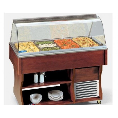 Carrello Buffet Catering Gastronomia e ristorante Multiservice 4 Bain-Marie Tecfrigo Temp +30/+90 °C Dimensioni 1422x750x1348 mm