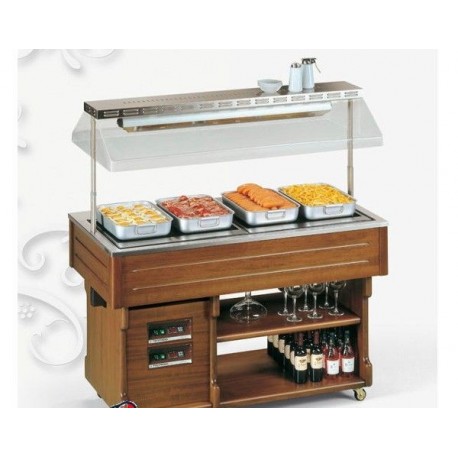 Carrello Buffet Catering Gastronomia e ristorante isola 4M hot Tecfrigo piastre in vetroceramica Temp +30/+90 °C Dimensioni 1422