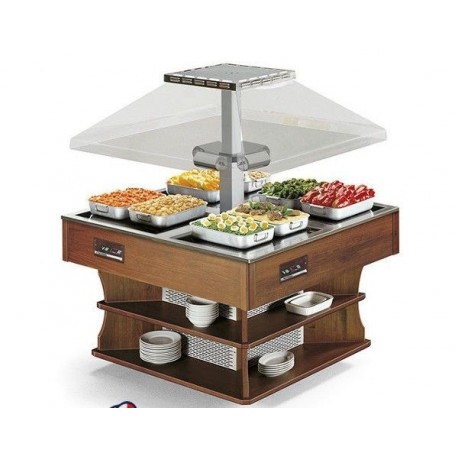 Carrello murale Buffet Catering Gastronomia e ristorante Oasi 4M HOT piastre in vetroceramica TecfrigoTemp +30/+70 °C Dimensioni