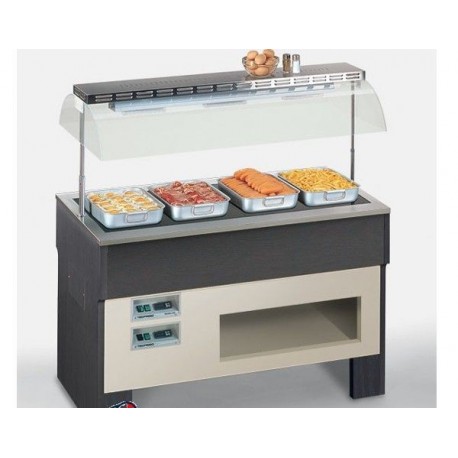 Buffet Catering Gastronomia e ristorante Proxima 3 M hot piastre in vetroceramica Tecfrigo Temp +30/+90 °C Dimensioni 1122x750x1