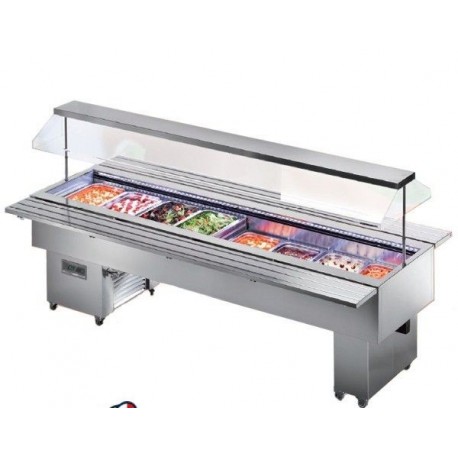 Buffet Catering Gastronomia e ristorante Isola 4M VT acciaio inox Tecfrigo Temp +4/+10 °C Dimensioni 1505x750x1520 mm