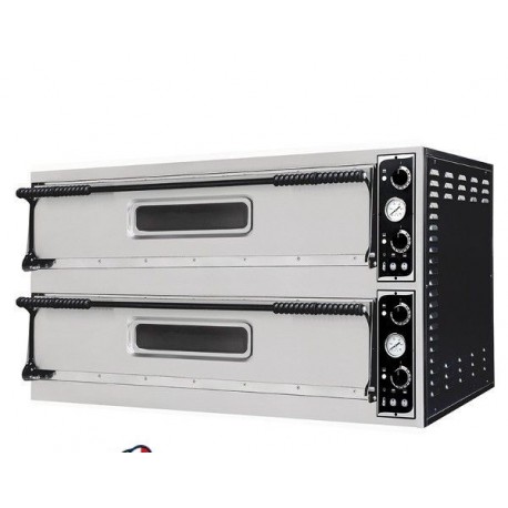 FORNO ELETTRICO MECCANICO PER PIZZERIA – 9+9 PIZZE Ø35 CM – DIMENSIONI ESTERNE 136×131.4×74.5 CM CON VETRO