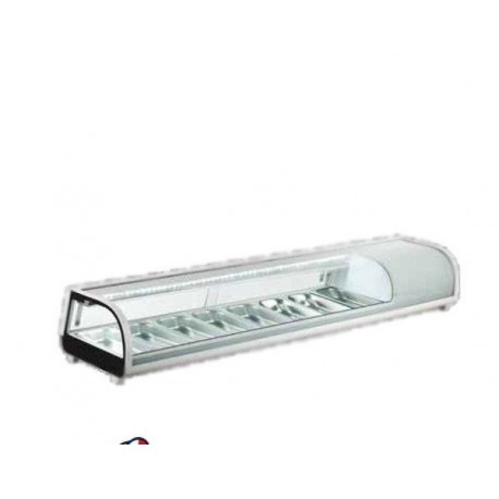 Espositore refrigerato statico da banco per sushi Temp. 0/+12°C Dim. 1800x420x265 mm