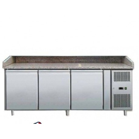Tavolo refrigerato ventilato pizzeria per pizza con vetri Temp. +2/+8°C Dimensioni 2025x800x990
