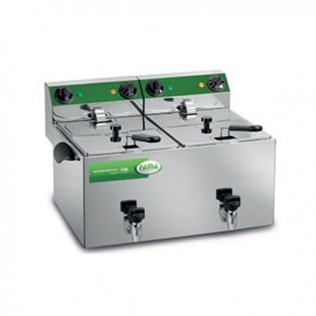 Friggitrice elettrica doppia vasca 8 + 8 Lt - 2.5 + 2.5 Kw.