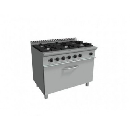 Cucina 6 Fuochi a gas con maxi forno a gas - Dim.cm. 105x70x85h