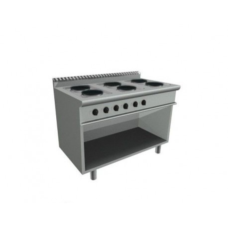 Cucina elettrica con 6 piastre tonde vano a giorno - Dim.cm. 120x70x85h